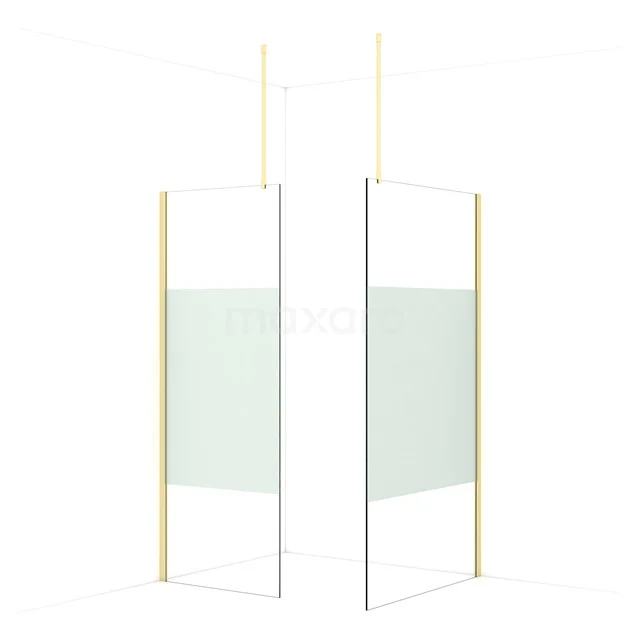 Diamond Walk-in shower | 110x80 cm Light gold Clear with matt strip 2 fixed walls IDB0811913LG