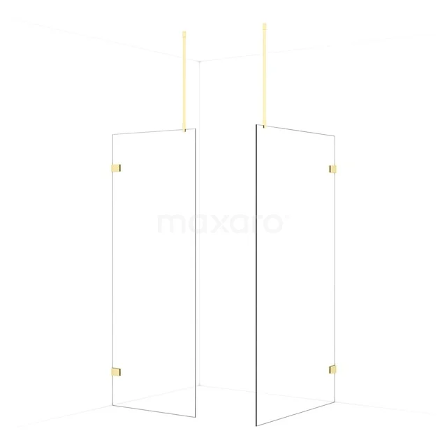Diamond Walk-in shower | 110x80 cm Light gold Clear glass 2 fixed walls IDB0811920LG