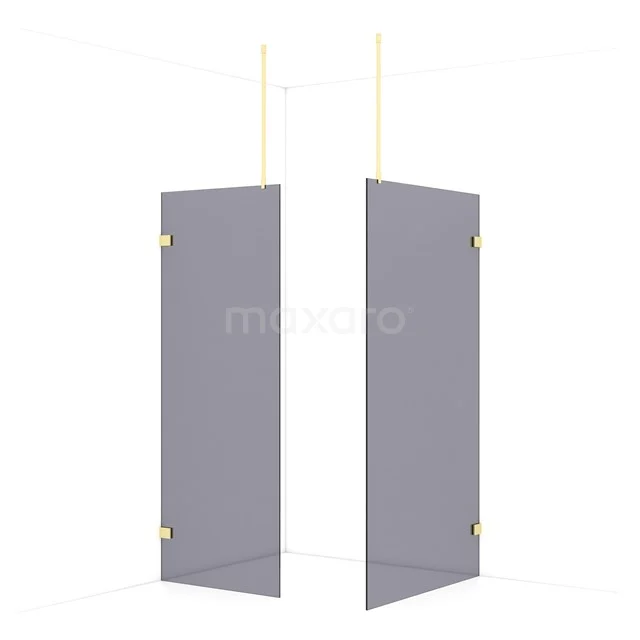 Diamond Walk-in shower | 110x80 cm Light gold Smoke glass 2 fixed walls IDB0811921LG