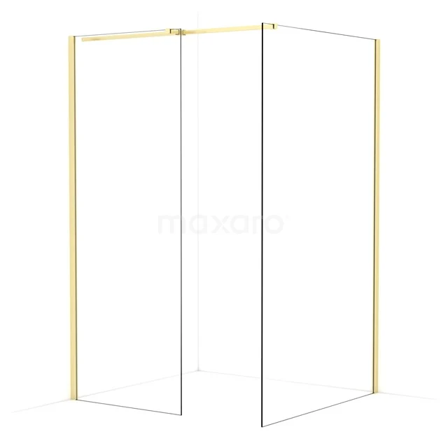 Diamond Walk-in shower | 120x80 cm Light gold Clear glass 2 fixed walls IDB0812310LG