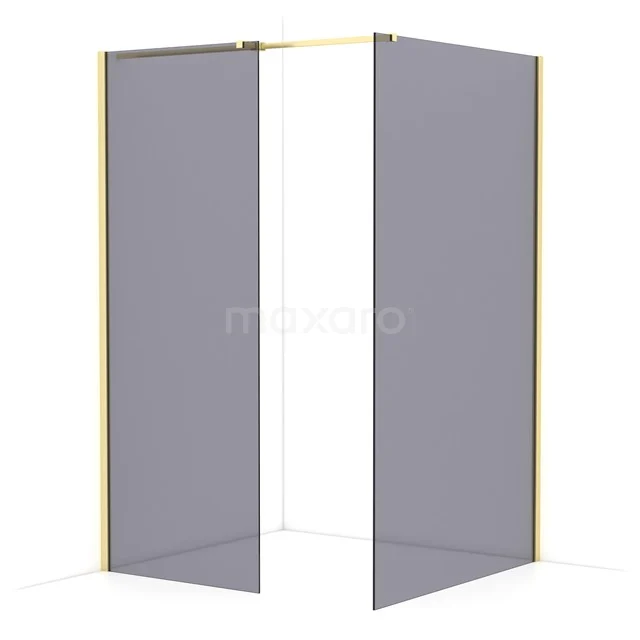 Diamond Walk-in shower | 120x80 cm Light gold Smoke glass 2 fixed walls IDB0812311LG