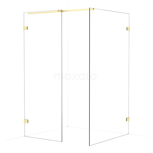 Diamond Walk-in shower | 120x80 cm Light gold Clear glass 2 fixed walls IDB0812320LG