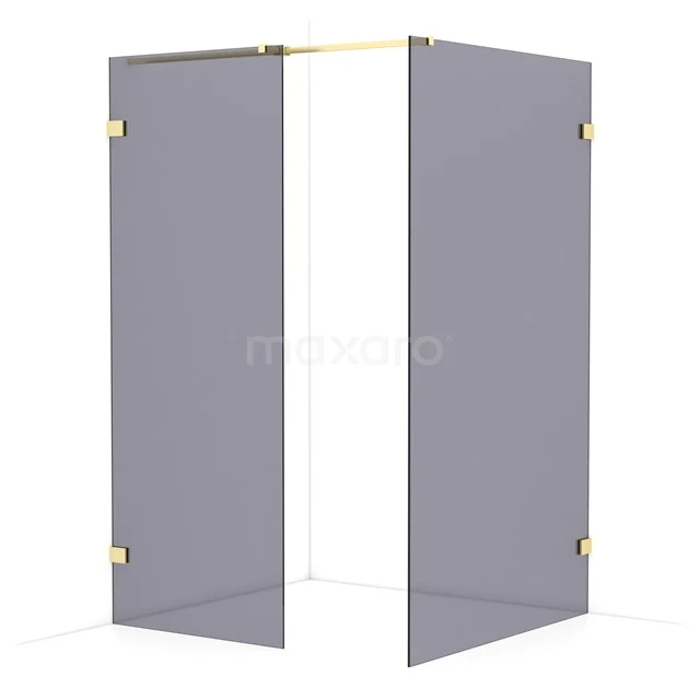 Diamond Walk-in shower | 120x80 cm Light gold Smoke glass 2 fixed walls IDB0812321LG