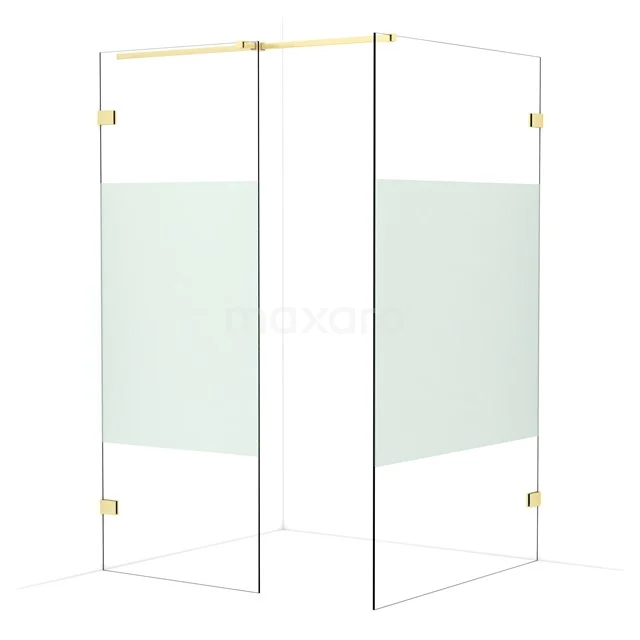 Diamond Walk-in shower | 120x80 cm Light gold Clear with matt strip 2 fixed walls IDB0812323LG