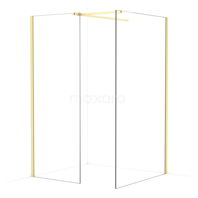 Diamond Walk-in shower | 120x80 cm Light gold Clear glass 2 fixed walls IDB0812510LG