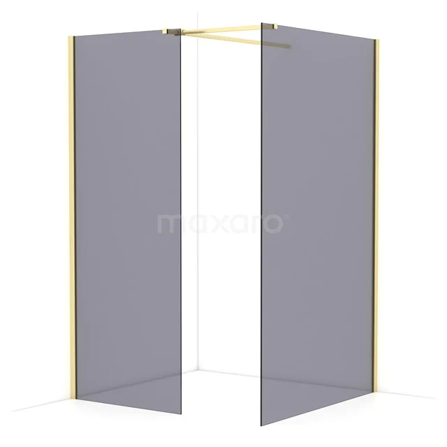 Diamond Walk-in shower | 120x80 cm Light gold Smoke glass 2 fixed walls IDB0812511LG