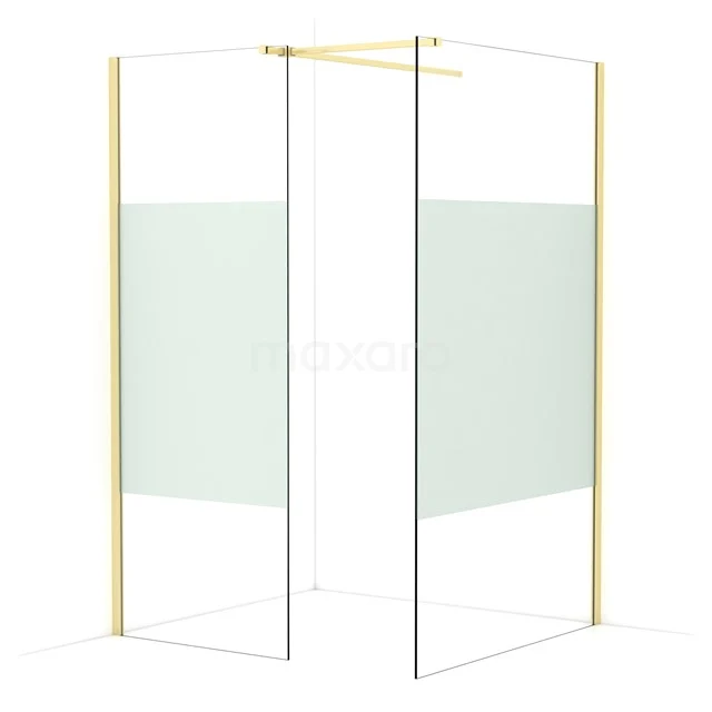 Diamond Walk-in shower | 120x80 cm Light gold Clear with matt strip 2 fixed walls IDB0812513LG