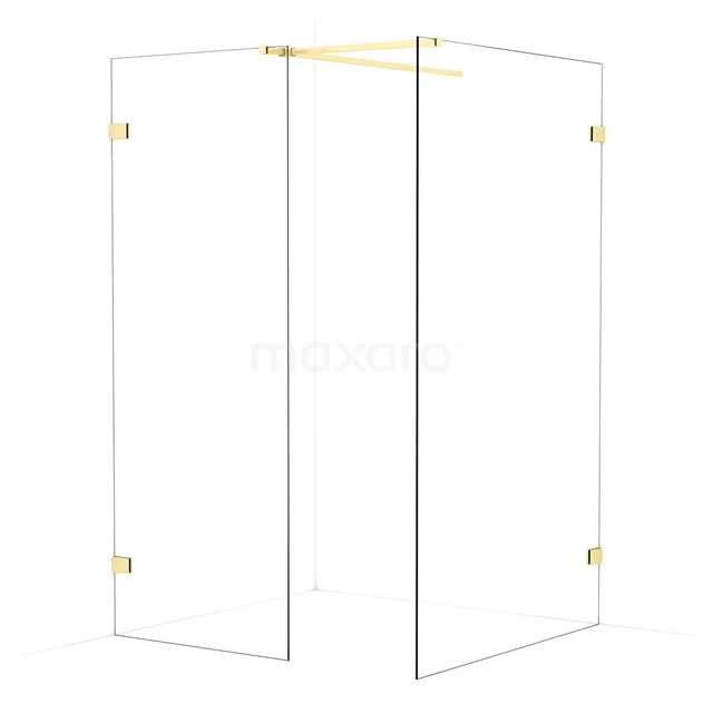 Diamond Walk-in shower | 120x80 cm Light gold Clear glass 2 fixed walls IDB0812520LG