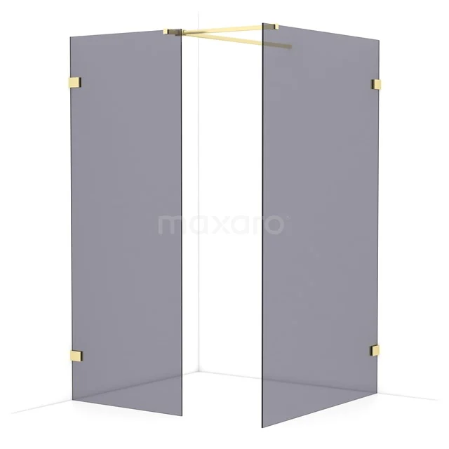 Diamond Walk-in shower | 120x80 cm Light gold Smoke glass 2 fixed walls IDB0812521LG