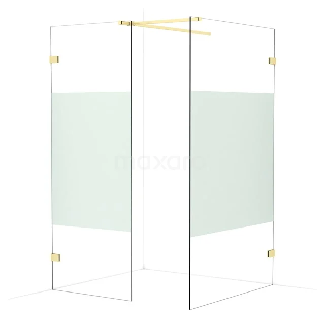 Diamond Walk-in shower | 120x80 cm Light gold Clear with matt strip 2 fixed walls IDB0812523LG