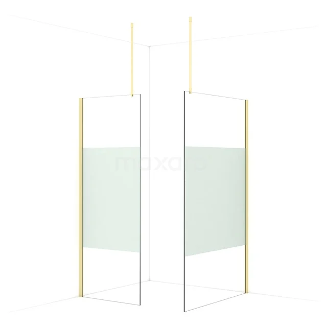 Diamond Walk-in shower | 120x80 cm Light gold Clear with matt strip 2 fixed walls IDB0812913LG