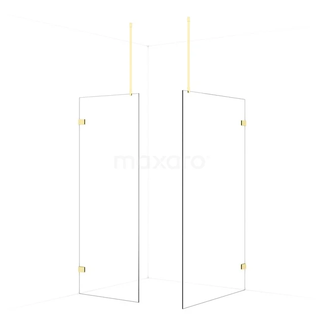 Diamond Walk-in shower | 120x80 cm Light gold Clear glass 2 fixed walls IDB0812920LG