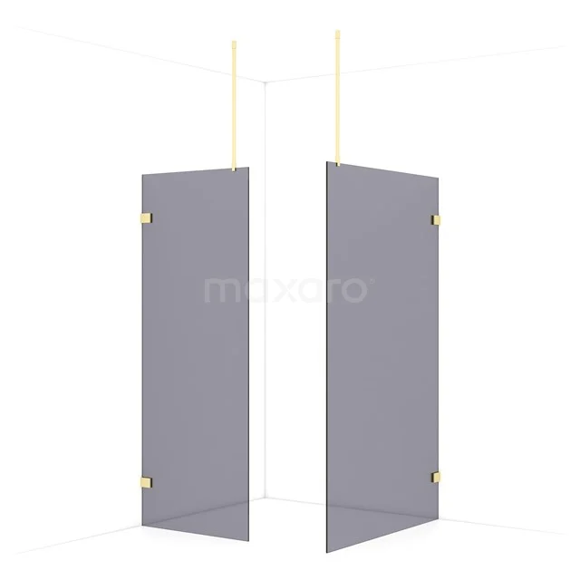 Diamond Walk-in shower | 120x80 cm Light gold Smoke glass 2 fixed walls IDB0812921LG
