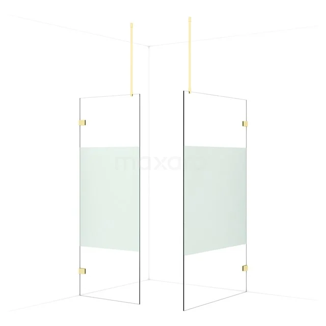 Diamond begehbare Dusche | 120x80 cm Helles Gold  2 feste Wände IDB0812923LG