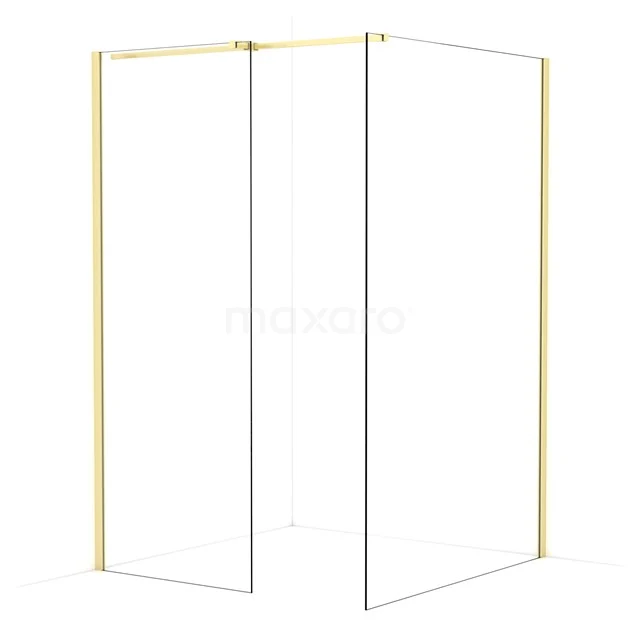 Diamond Walk-in shower | 130x80 cm Light gold Clear glass 2 fixed walls IDB0813310LG