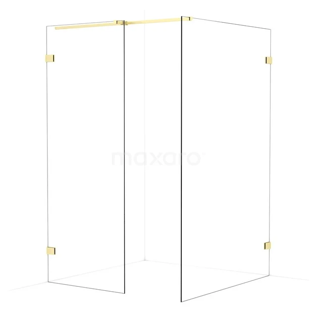 Diamond Walk-in shower | 130x80 cm Light gold Clear glass 2 fixed walls IDB0813320LG