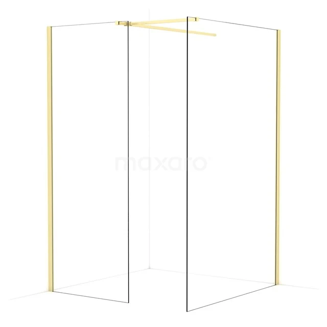 Diamond Walk-in shower | 130x80 cm Light gold Clear glass 2 fixed walls IDB0813510LG