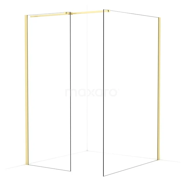 Diamond Walk-in shower | 140x80 cm Light gold Clear glass 2 fixed walls IDB0814310LG