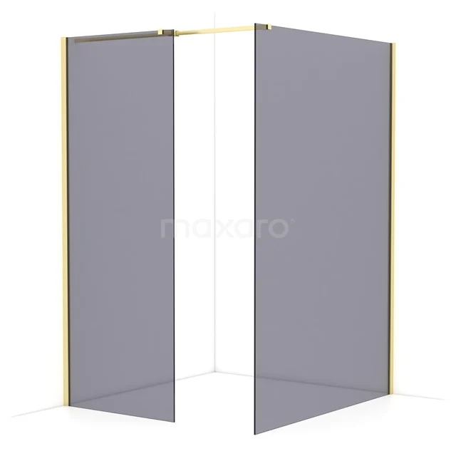 Diamond Walk-in shower | 140x80 cm Light gold Smoke glass 2 fixed walls IDB0814311LG