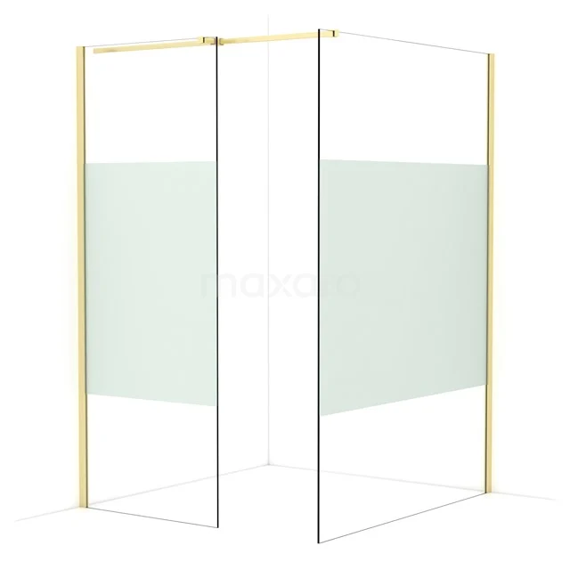 Diamond Walk-in shower | 140x80 cm Light gold Clear with matt strip 2 fixed walls IDB0814313LG