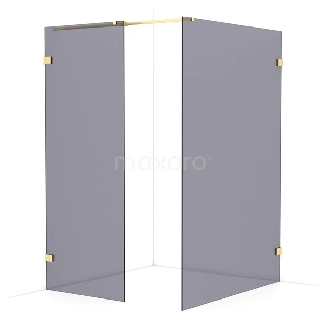Diamond Walk-in shower | 140x80 cm Light gold Smoke glass 2 fixed walls IDB0814321LG