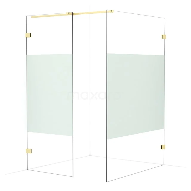 Diamond Walk-in shower | 140x80 cm Light gold Clear with matt strip 2 fixed walls IDB0814323LG
