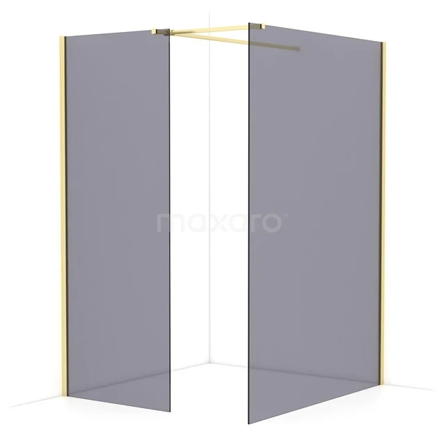 Diamond Walk-in shower | 140x80 cm Light gold Smoke glass 2 fixed walls IDB0814511LG