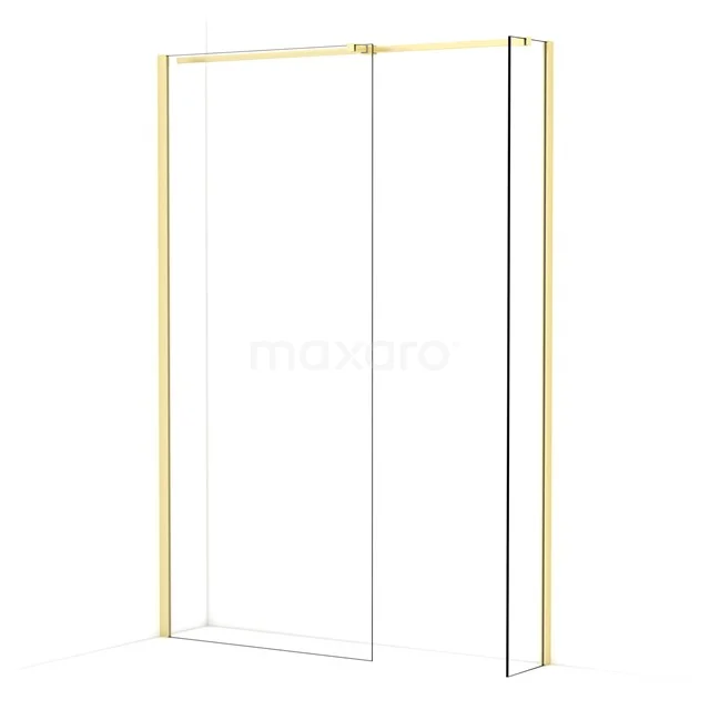 Diamond Walk-in shower | 90x30 cm Light gold Clear glass 2 fixed walls IDB0903310LG