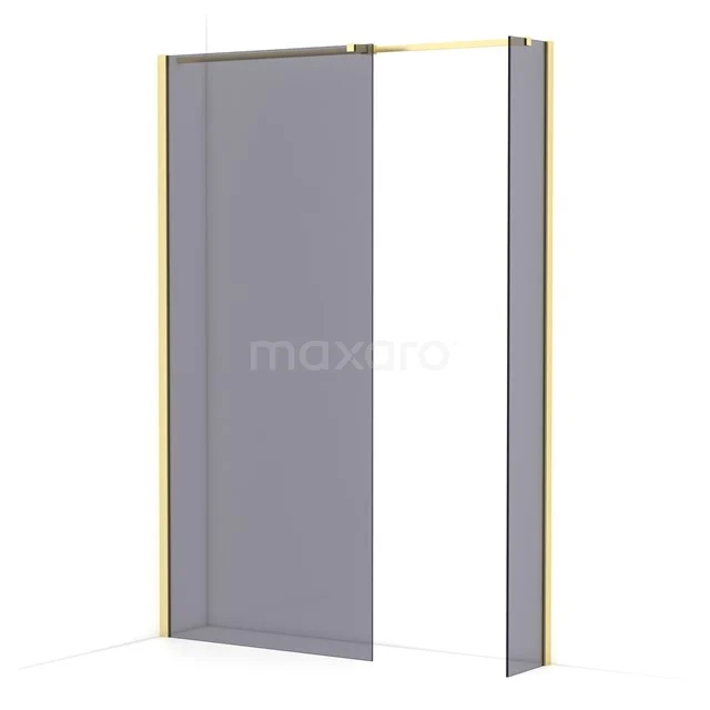 Diamond Walk-in shower | 90x30 cm Light gold Smoke glass 2 fixed walls IDB0903311LG