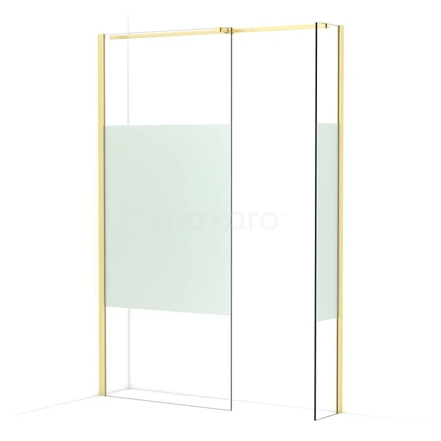 Diamond Walk-in shower | 90x30 cm Light gold Clear with matt strip 2 fixed walls IDB0903313LG