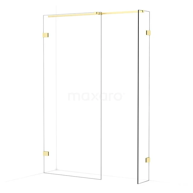 Diamond Walk-in shower | 90x30 cm Light gold Clear glass 2 fixed walls IDB0903320LG