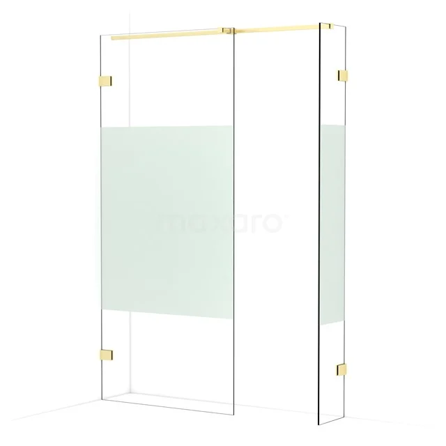 Diamond Walk-in shower | 90x30 cm Light gold Clear with matt strip 2 fixed walls IDB0903323LG