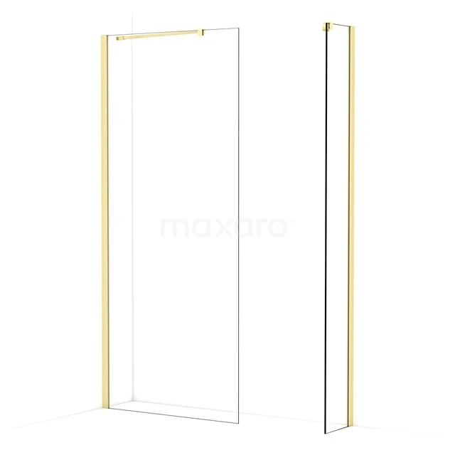 Diamond Walk-in shower | 90x30 cm Light gold Clear glass 2 fixed walls IDB0903410LG