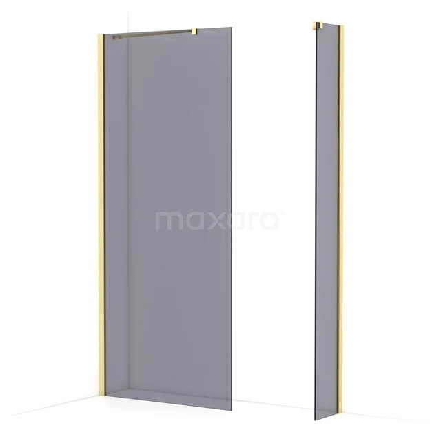 Diamond Walk-in shower | 90x30 cm Light gold Smoke glass 2 fixed walls IDB0903411LG