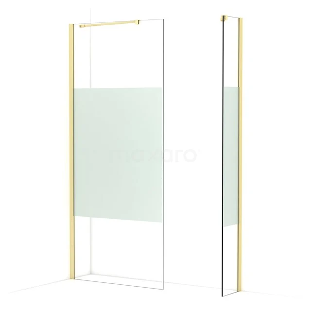 Diamond Walk-in shower | 90x30 cm Light gold Clear with matt strip 2 fixed walls IDB0903413LG