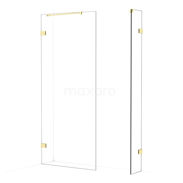 Diamond Walk-in shower | 90x30 cm Light gold Clear glass 2 fixed walls IDB0903420LG