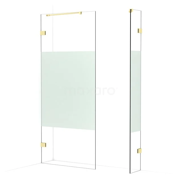 Diamond Walk-in shower | 90x30 cm Light gold Clear with matt strip 2 fixed walls IDB0903423LG