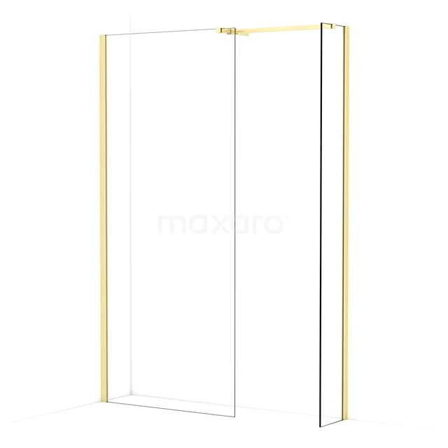 Diamond Walk-in shower | 90x30 cm Light gold Clear glass 2 fixed walls IDB0903510LG
