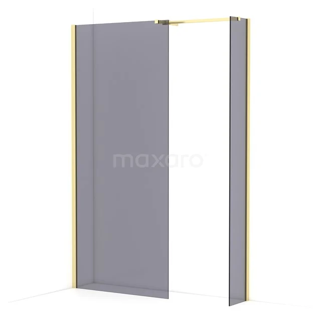 Diamond Walk-in shower | 90x30 cm Light gold Smoke glass 2 fixed walls IDB0903511LG