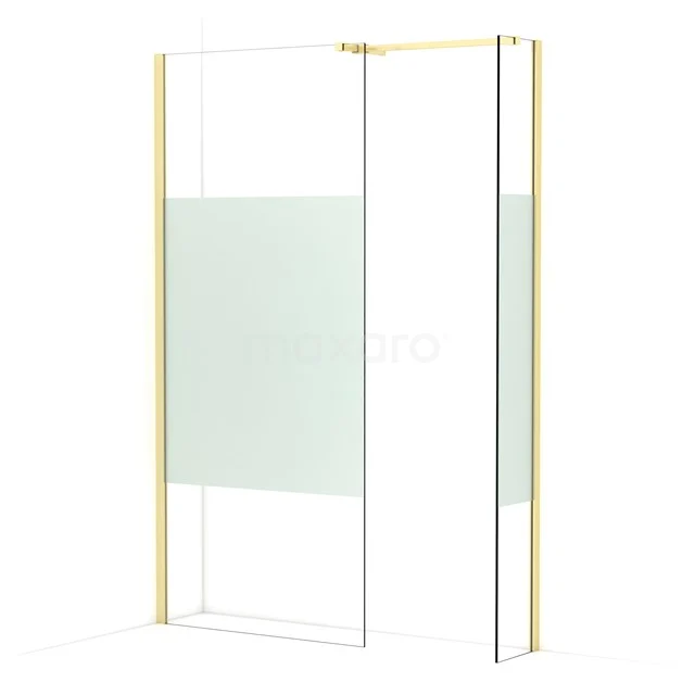 Diamond Walk-in shower | 90x30 cm Light gold Clear with matt strip 2 fixed walls IDB0903513LG