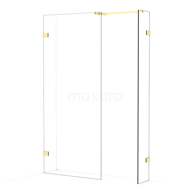 Diamond Walk-in shower | 90x30 cm Light gold Clear glass 2 fixed walls IDB0903520LG