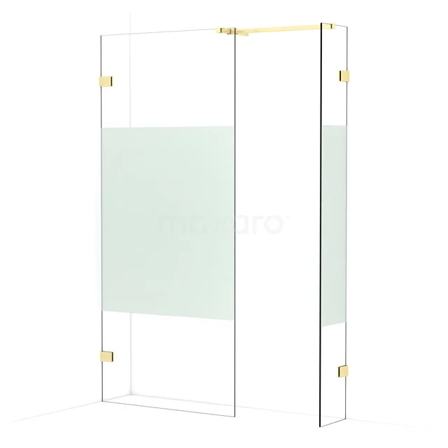 Diamond Walk-in shower | 90x30 cm Light gold Clear with matt strip 2 fixed walls IDB0903523LG