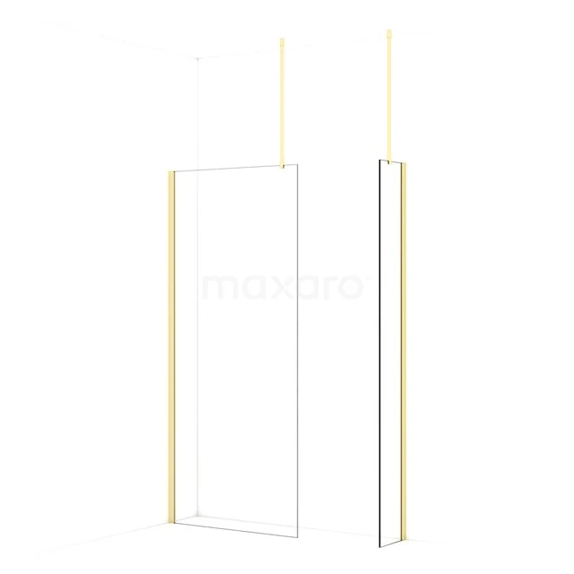 Diamond Walk-in shower | 90x30 cm Light gold Clear glass 2 fixed walls IDB0903910LG