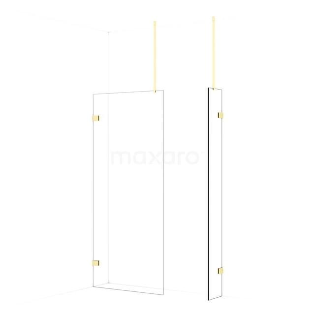 Diamond Walk-in shower | 90x30 cm Light gold Clear glass 2 fixed walls IDB0903920LG