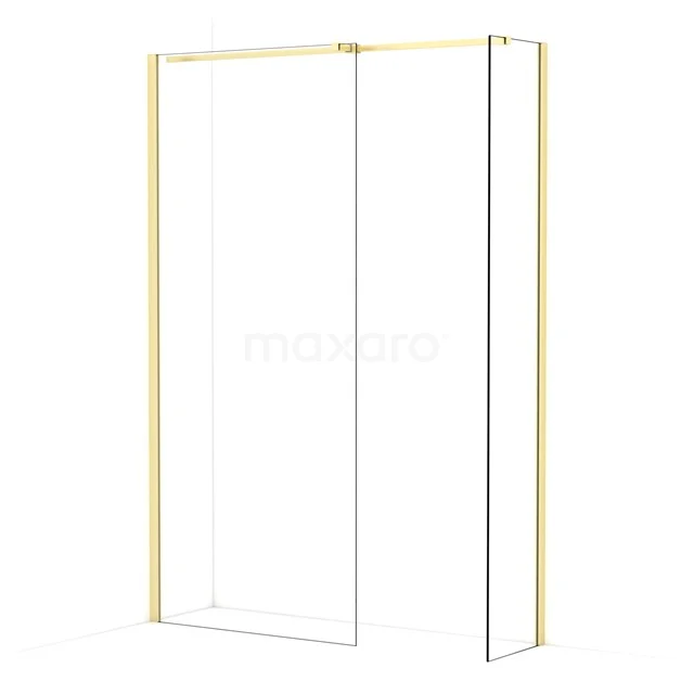 Diamond Walk-in shower | 90x40 cm Light gold Clear glass 2 fixed walls IDB0904310LG