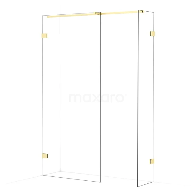 Diamond Walk-in shower | 90x40 cm Light gold Clear glass 2 fixed walls IDB0904320LG