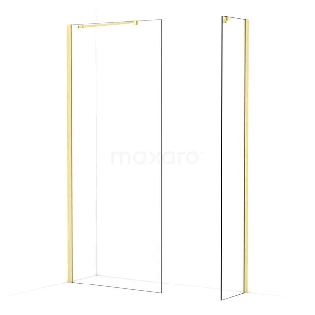 Diamond Walk-in shower | 90x40 cm Light gold Clear glass 2 fixed walls IDB0904410LG