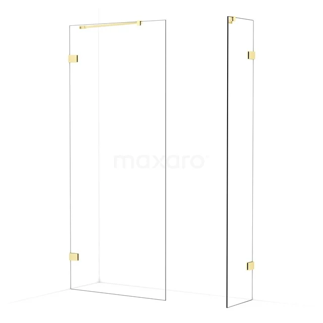 Diamond Walk-in shower | 90x40 cm Light gold Clear glass 2 fixed walls IDB0904420LG