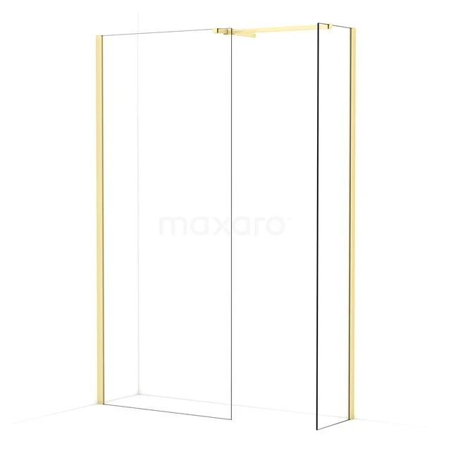 Diamond Walk-in shower | 90x40 cm Light gold Clear glass 2 fixed walls IDB0904510LG