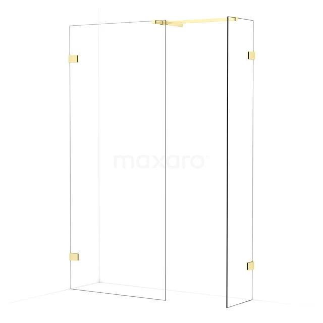 Diamond Walk-in shower | 90x40 cm Light gold Clear glass 2 fixed walls IDB0904520LG